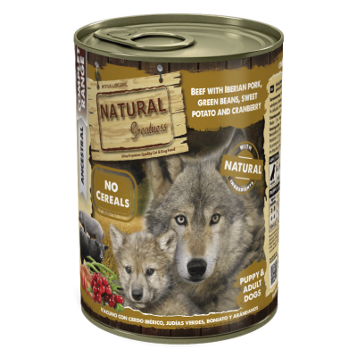 Vacuno con cerdo ibérico judías verdes boniato y arándanos