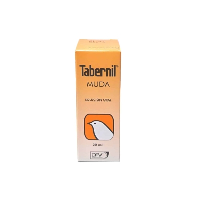 TABERNIL MUDA, suplemento vitamínico aminoácido en forma de solución oral, puede aportar los elementos necesarios de forma sencilla dada su fácil administración. INDICACIONES: Para acortar el tiempo de duración de toda clase de mudas y favorecer el emplume en el período de cría. ESPECIES DE DESTINO: Aves de adorno (canarios, diamantes, periquitos, loros, etc.).