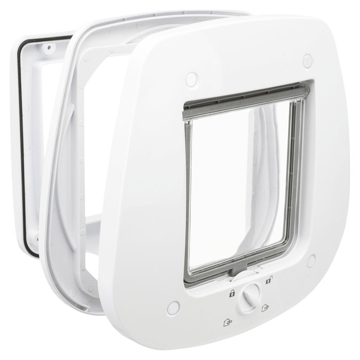Trampilla Gato 4 Opciones Puerta Cristal 20x22cm Blanco