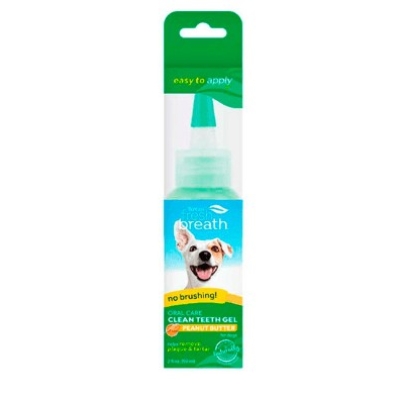 TropiClean Solucion de salud Dental para Perro sabor mantequilla de maní 59ml