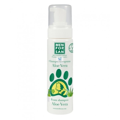 MENFORSAN CHAMPU EN ESPUMA CON ALOE VERA GATOS 200ML para limpieza sin agua. Elimina olores, hidrata y aporta suavidad al pelaje.